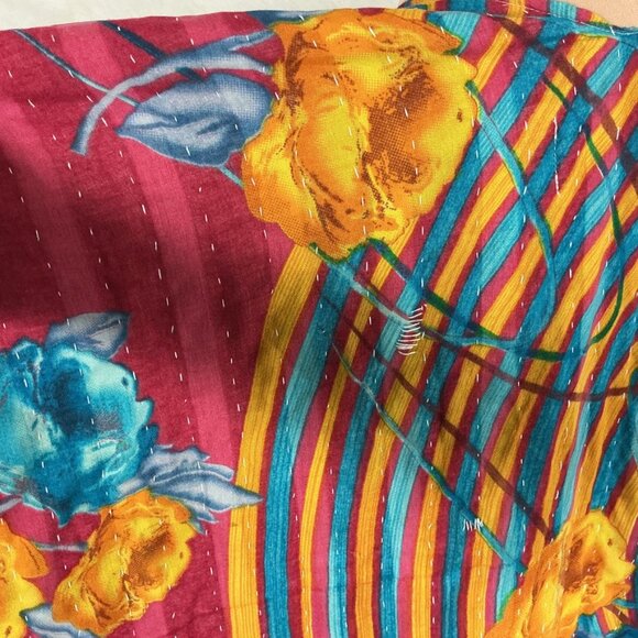 Kantha Bae Open Front Yellow, Red, Blue Green Floral Stitch Jacket Ruana OS - Picture 6 of 7